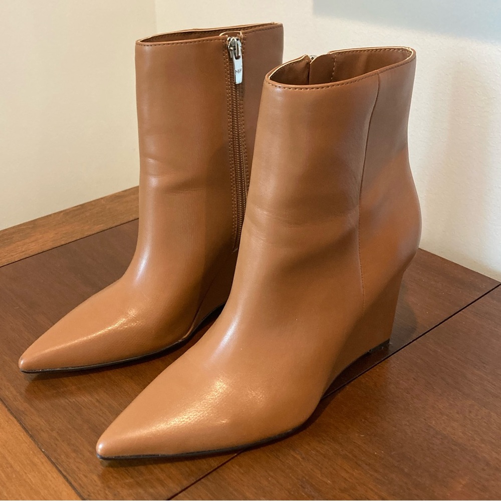 Marc Fisher Womens Wendel 2 Faux Leather Wedge Ankle Boots